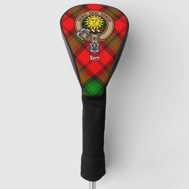 Clan Kerr Wappen über Tartan Golf Headcover (Vorderseite)