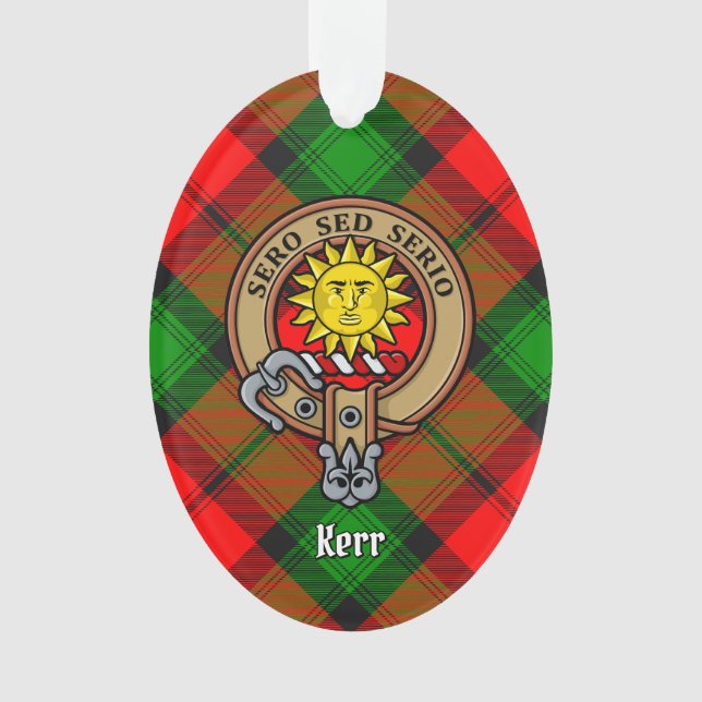 Clan Kerr Wappen über Tartan Ornament (Vorderseite)