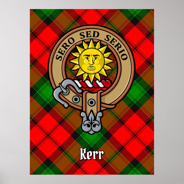 Clan Kerr Wappen über Tartan Poster (Vorne)