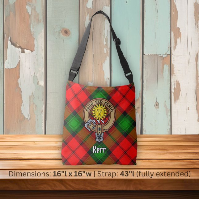 Clan Kerr Wappen über Tartan Tragetaschen Mit Langen Trägern (Von Creator hochgeladen)