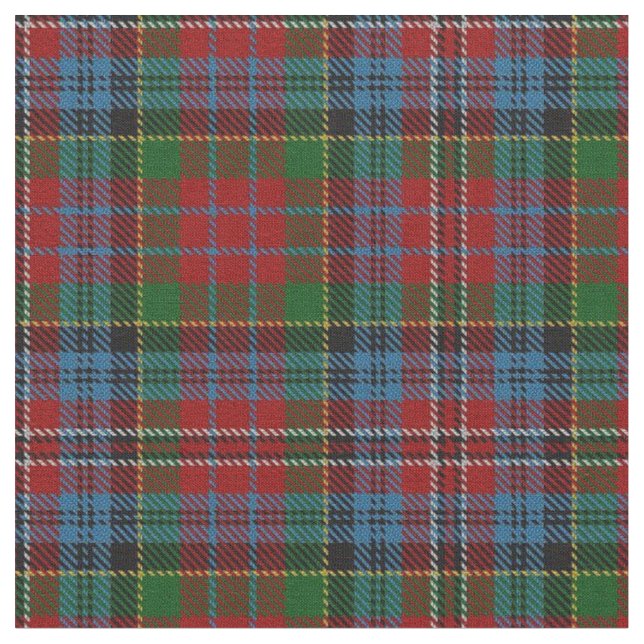 Clan Kidd roter grün-blauer schottischer Tartan Stoff (Nahaufnahme)