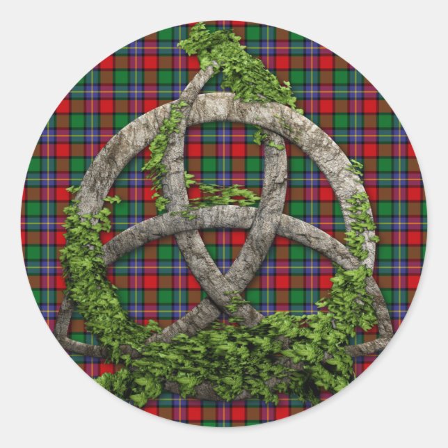 Clan Kilgore Tartan Celtic Trinity Runder Aufkleber (Vorderseite)
