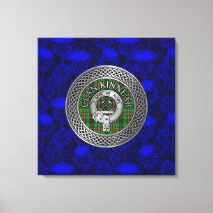 Clan Kinnear Wappen & Tartan Knot on Thistle Leinwanddruck