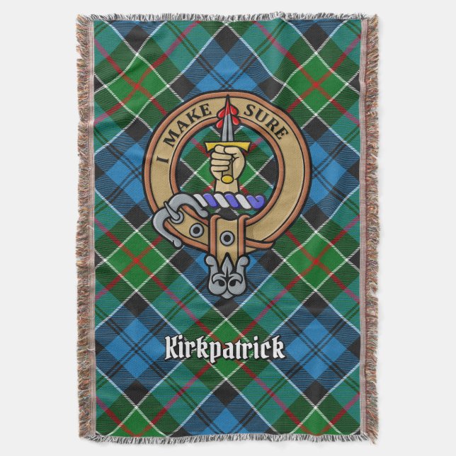 Clan Kirkpatrick-Wappen über Tartan Decke (Vorderseite Vertikal)