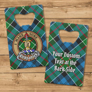Clan Kirkpatrick Wappen über Tartan Geldbeutel Flaschenöffner