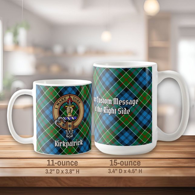 Clan Kirkpatrick Wappen über Tartan Kaffeetasse (Von Creator hochgeladen)