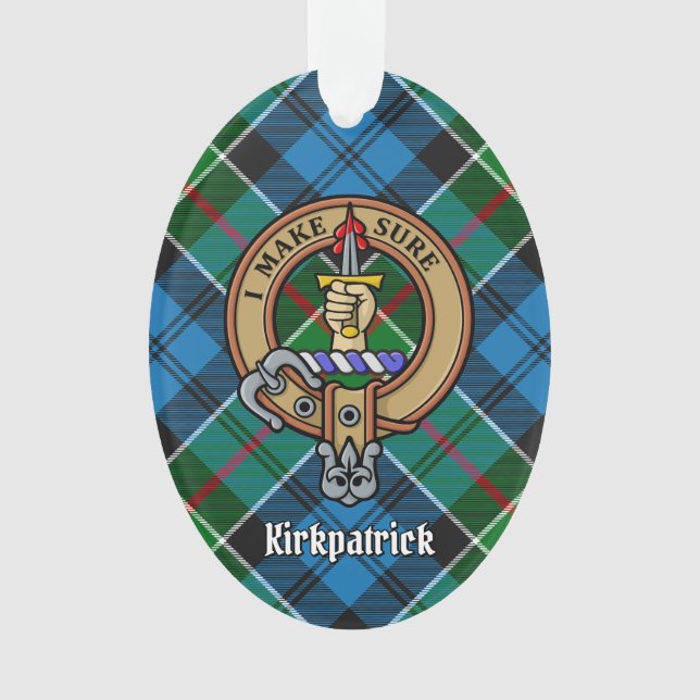Clan Kirkpatrick Wappen über Tartan Ornament (Vorderseite)