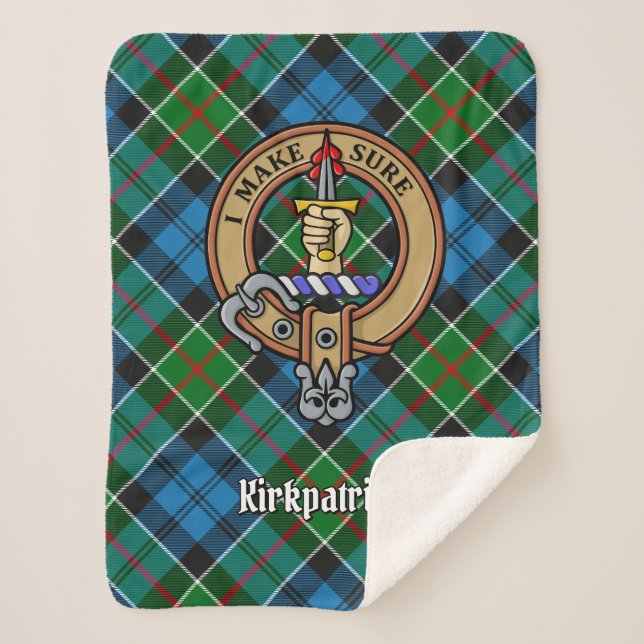 Clan Kirkpatrick Wappen über Tartan Sherpadecke (Vorderseite)