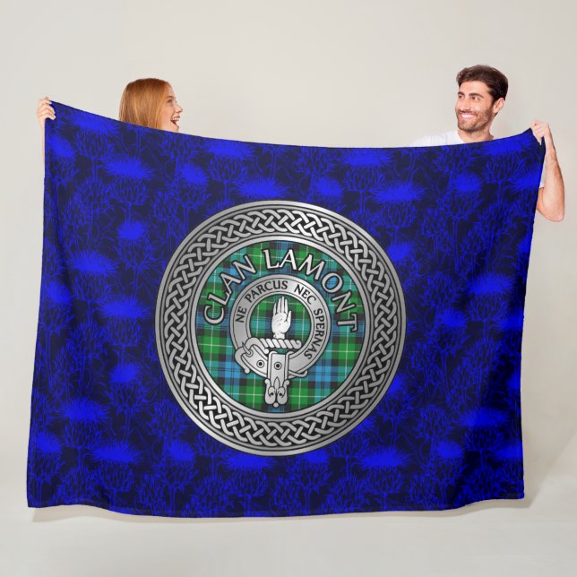 Clan Lamont Wappen & Tartan Knot Fleecedecke (Beispiel)