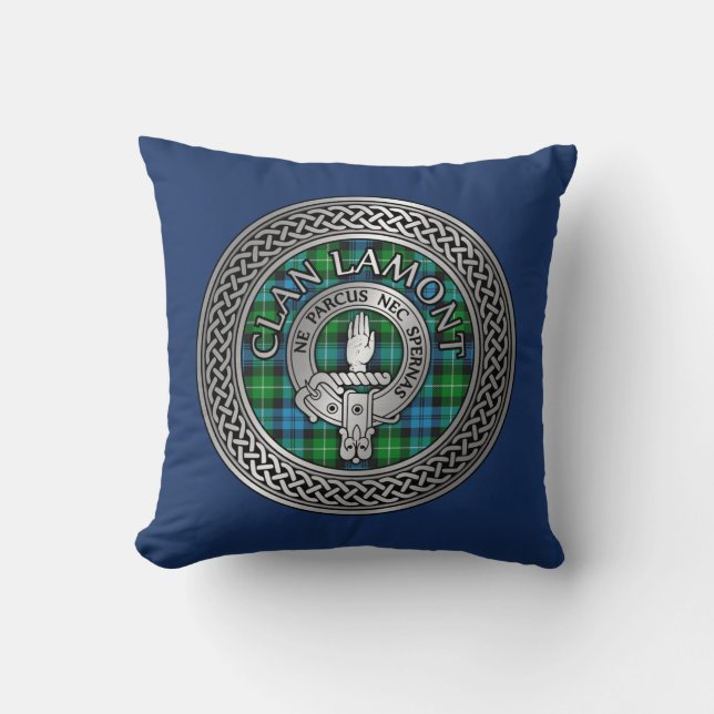 Clan Lamont Wappen & Tartan Knot Kissen (Vorderseite)