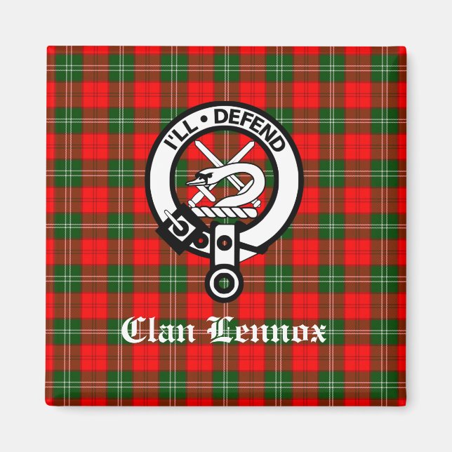 Clan Lennox Wappen Abzeichen & Tartan Magnet (Vorne)