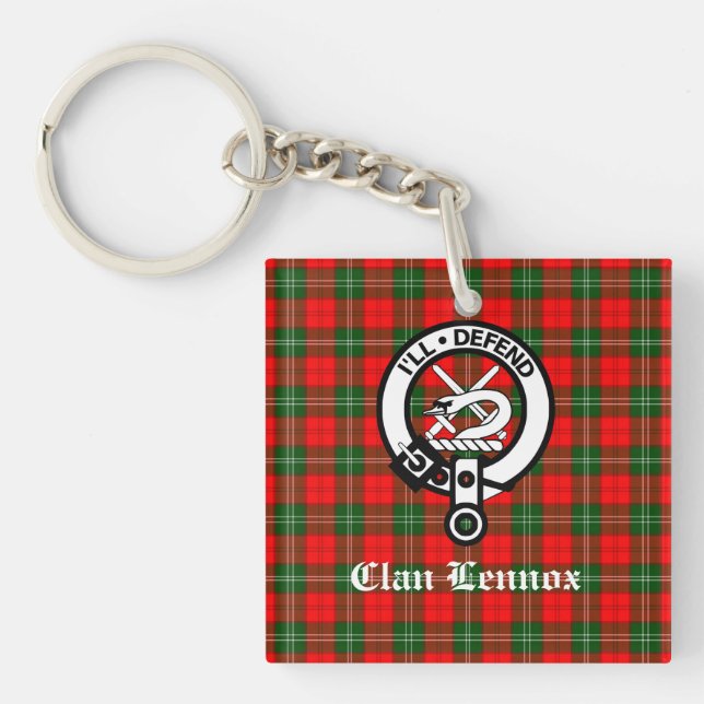 Clan Lennox Wappen Abzeichen & Tartan Schlüsselanhänger (Vorderseite)