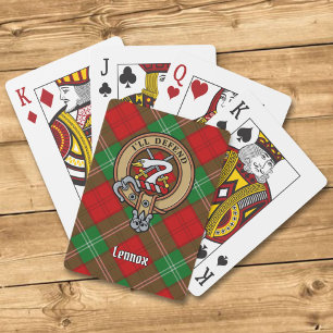 Clan Lennox Wappen über Tartan Spielkarten