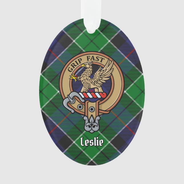 Clan Leslie Crest sur la chasse Tartan (devant)