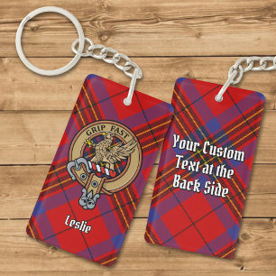 Clan Leslie Crest sur Red Tartan