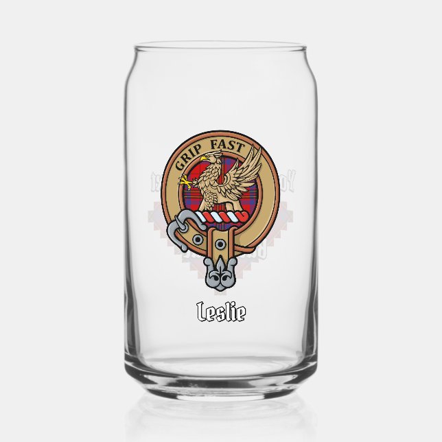 Clan Leslie Crest sur Red Tartan (Recto)