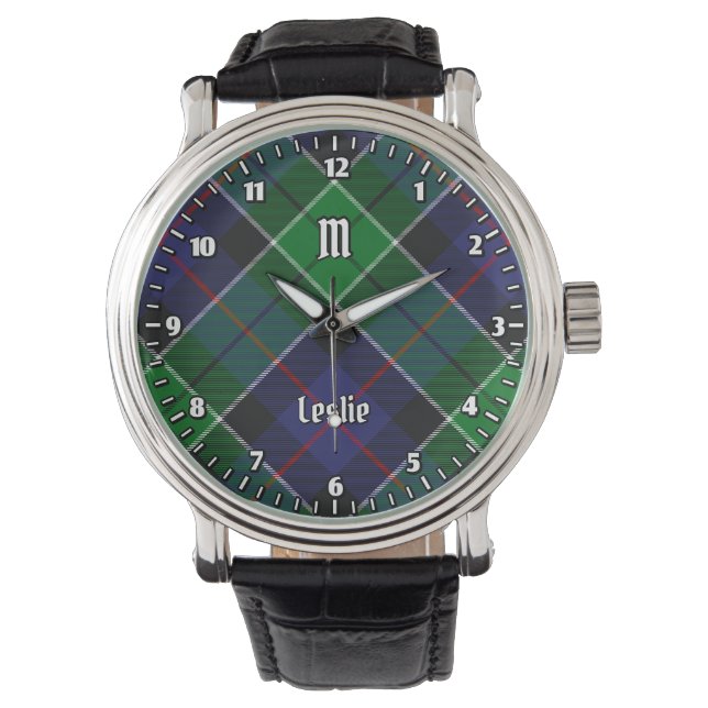 Clan Leslie Hunting Tartan Armbanduhr (Vorderseite)