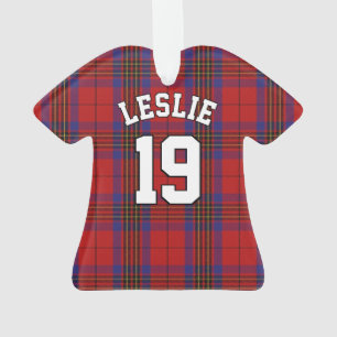 Clan Leslie Red and Blue Tartan Christmas Jersey Ornament