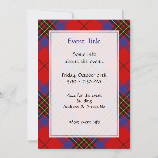 Clan Leslie Red Tartan Einladung (Rückseite)