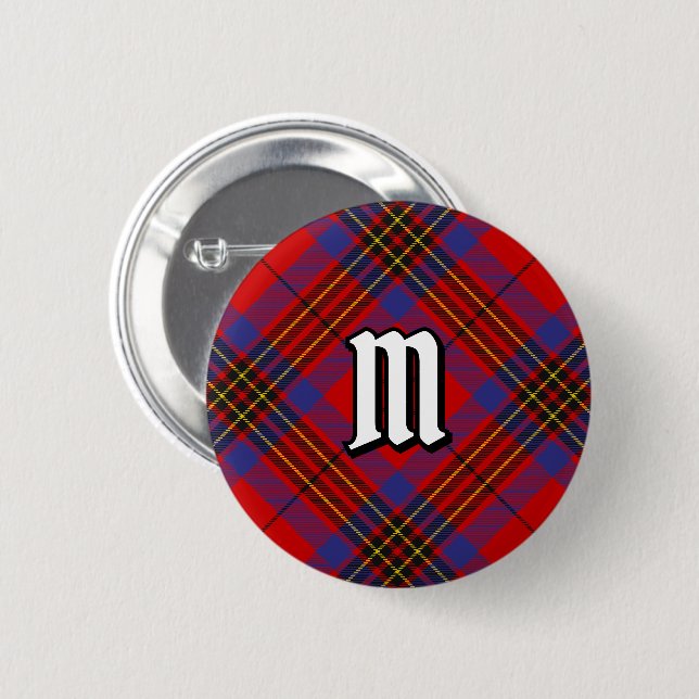 Clan Leslie Roter Tartan Button (Vorne & Hinten)