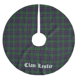 Clan Leslie Tartan Kariert Polyester Weihnachtsbaumdecke