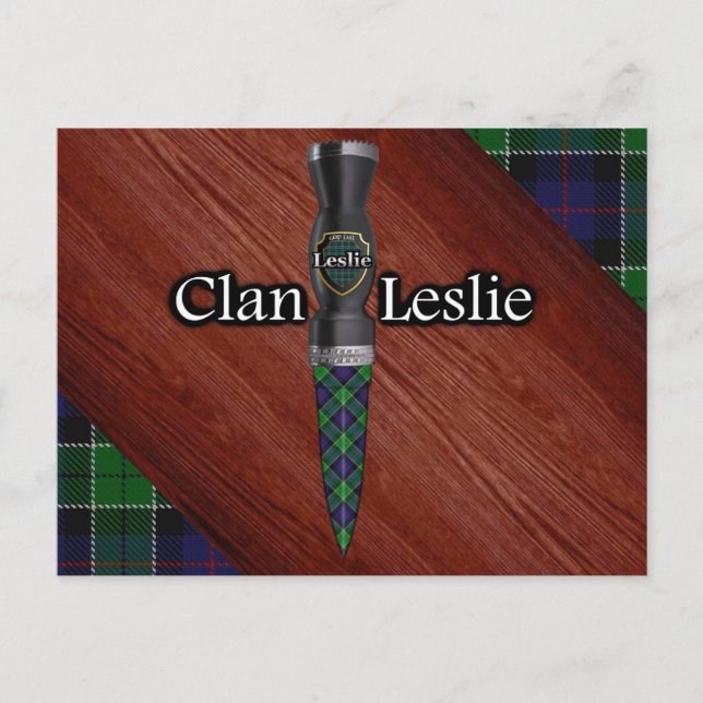 Clan Leslie Tartan Sgian Dubh Blade Postkarte (Vorderseite)