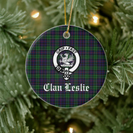 Clan Leslie Wappen Abzeichen und Tartan individuel Keramik Ornament
