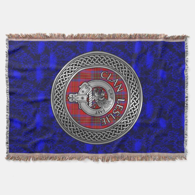 Clan Leslie Wappen & Tartan Knot Decke (Vorderseite)