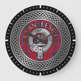 Clan Leslie Wappen & Tartan Knot Große Wanduhr