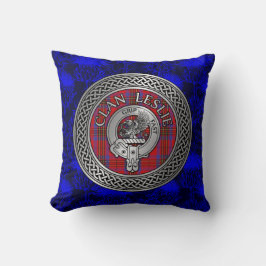 Clan Leslie Wappen & Tartan Knot Kissen