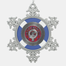 Clan Leslie Wappen & Tartan Knot Schneeflocken Zinn-Ornament