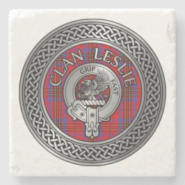 Clan Leslie Wappen & Tartan Knot Steinuntersetzer