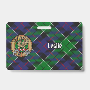 Clan Leslie Wappen über Jagd Tartan Ausweis
