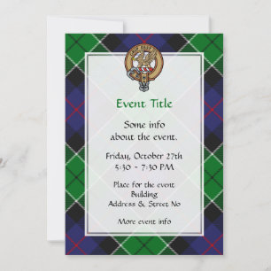 Clan Leslie Wappen über Jagd Tartan Einladung