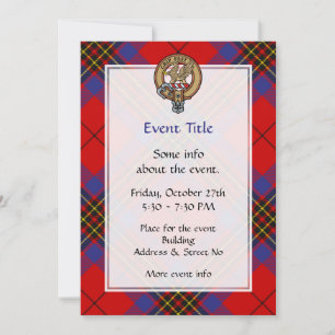 Clan Leslie Wappen über Red Tartan Einladung
