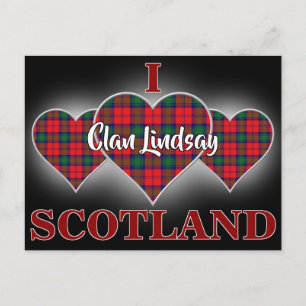 Clan Lindsay I Liebe Scotland Tartan Heart Postkarte