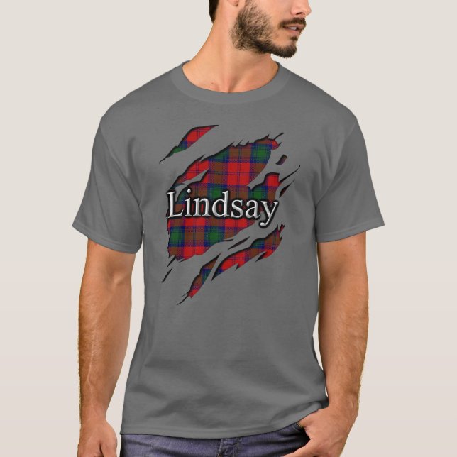 Clan-Lindsay Lindsey Tartan-Geist T-Shirt (Vorderseite)