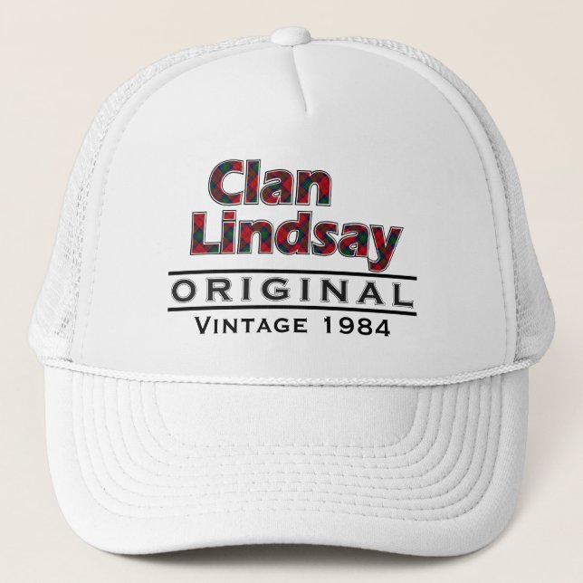 Clan Lindsay Vintag Customizing Your Birthyear Truckerkappe (Vorderseite)