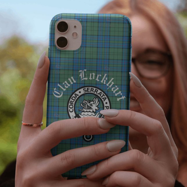 Clan Lockhart Wappen Abzeichen & Tartan Case-Mate iPhone Hülle (Clan Lockhart phone cover available for both iPhone and Android phones.)