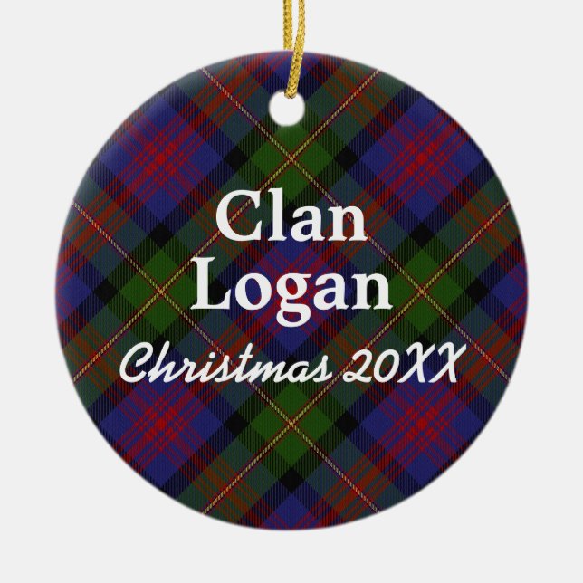 Clan Logan Scottish Tartan Keramikornament (Vorne)