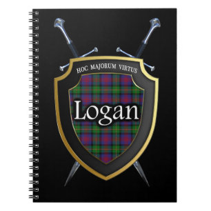 Clan Logan Tartan Schild & Schwerter Notizblock