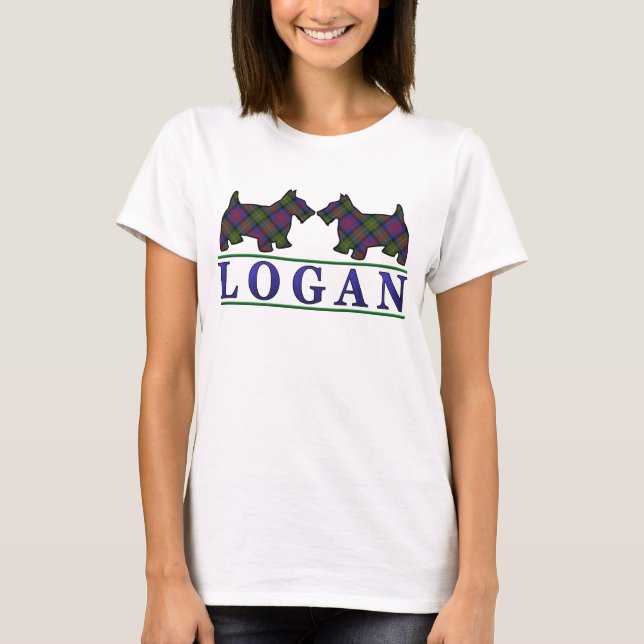 Clan-LoganTartanscottie-Hunde T-Shirt (Vorderseite)