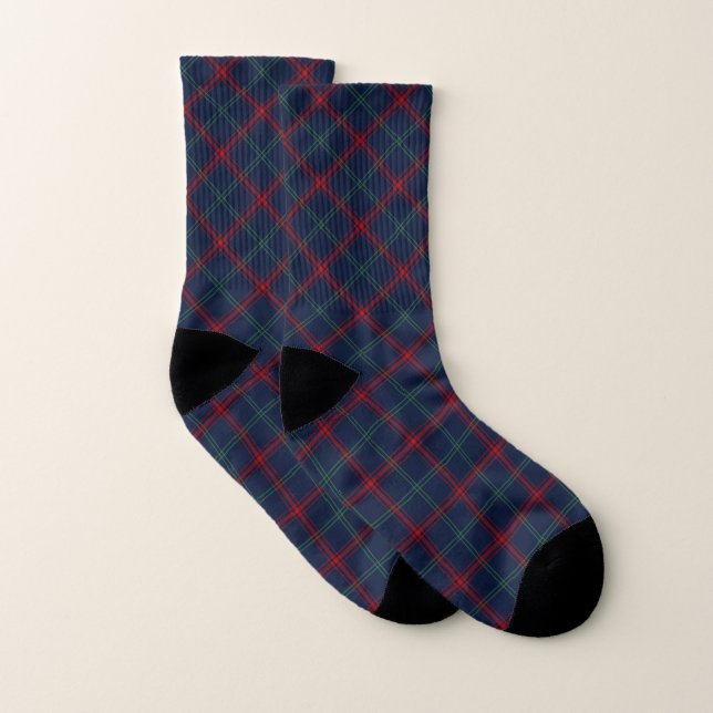 Clan Lynch Tartan Navy Blue Plaid Pattern Socken (Paar)