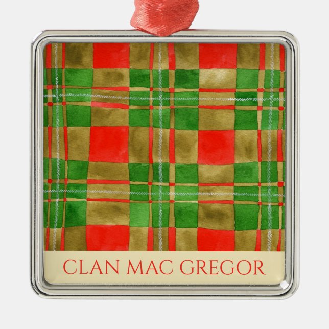 CLAN MAC GREGOR Premium Square Ornament Aus Metall (Vorne)