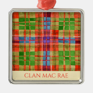 CLAN MAC RAE Premium Square Ornament Aus Metall