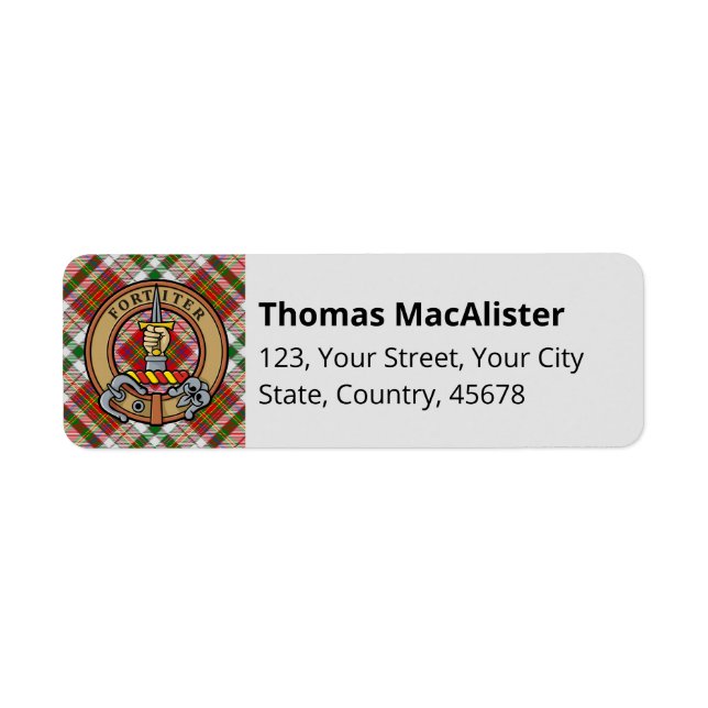 Clan MacAlister Dress Tartan Label (Vorne)