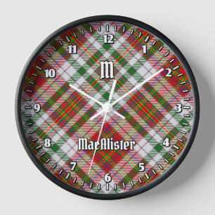 Clan MacAlister Dress Tartan Large Clock Uhr