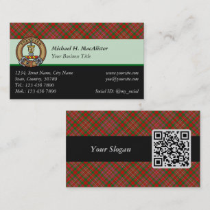 Clan MacAlister Tartan Business Card Visitenkarte