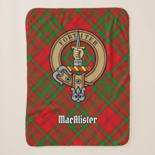 Clan MacAlister von Glenbarr Wappen über Tartan Sherpadecke