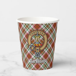 Clan MacAlister Wappen über Dress Tartan Paper Cup Pappbecher